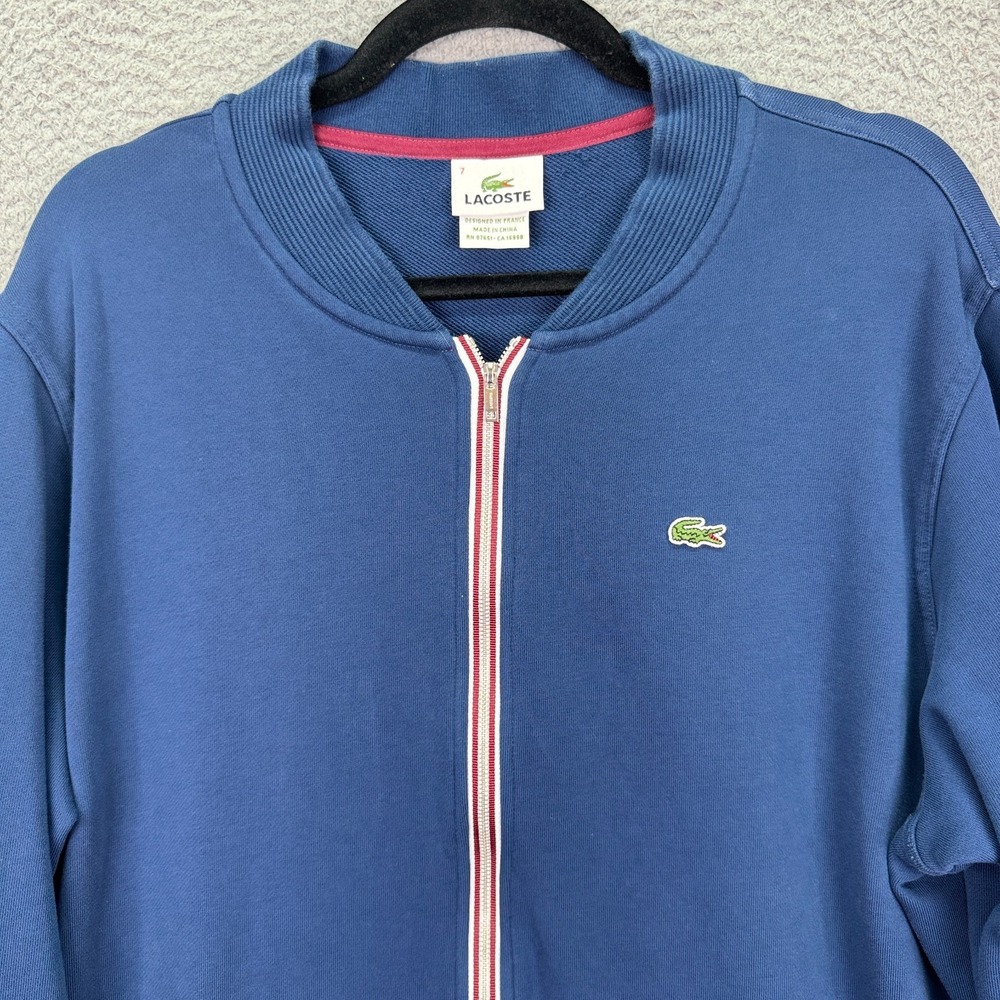Lacoste Blue Zip-Up Performance Jacket with Green Croc Logo